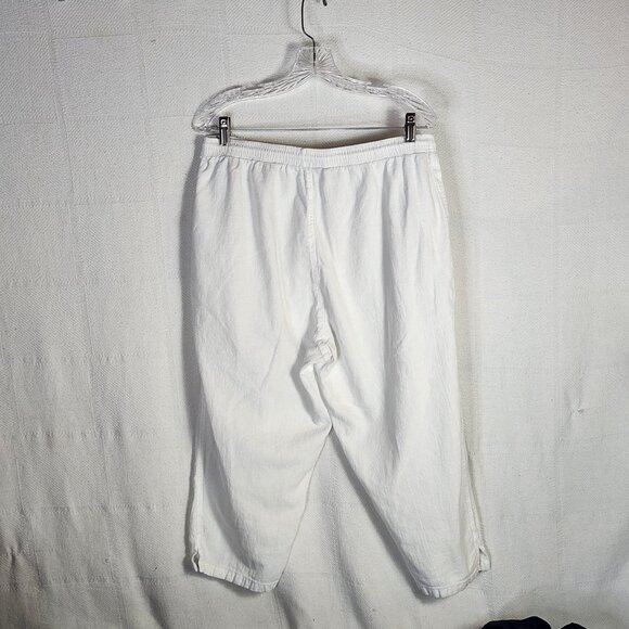 Cottonseed Casual Wear White Drawstring Elastic Waist Wide Leg Crop Pants Size L - Picture 11 of 16